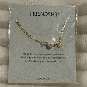 Gold Friendship Bracelet with Pearl Accent